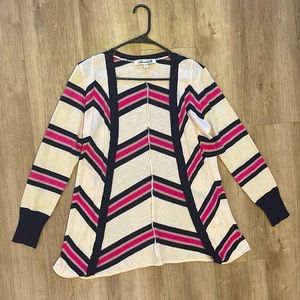 𝅺annabella size M cream/navy/pink cardigan